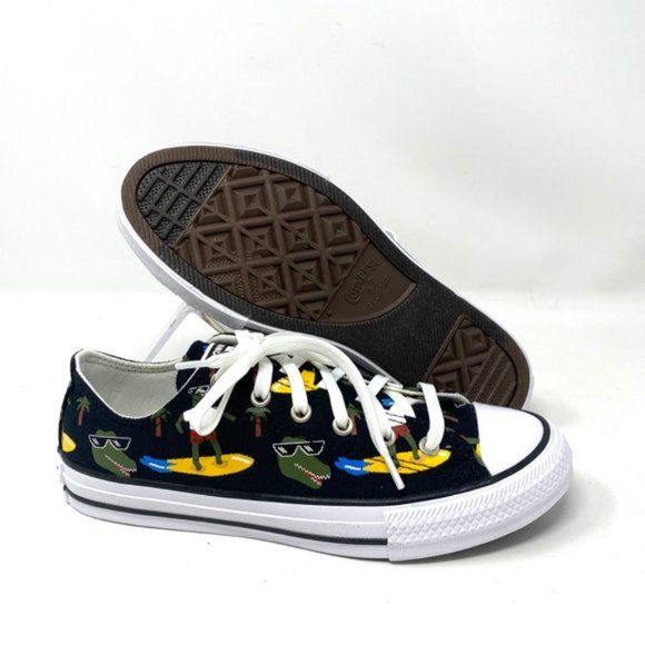 CONVERSE 671293F CTAS OX Croco Furf Black Canvas Unique Women's Low Top Sneakers - Picture 5 of 10